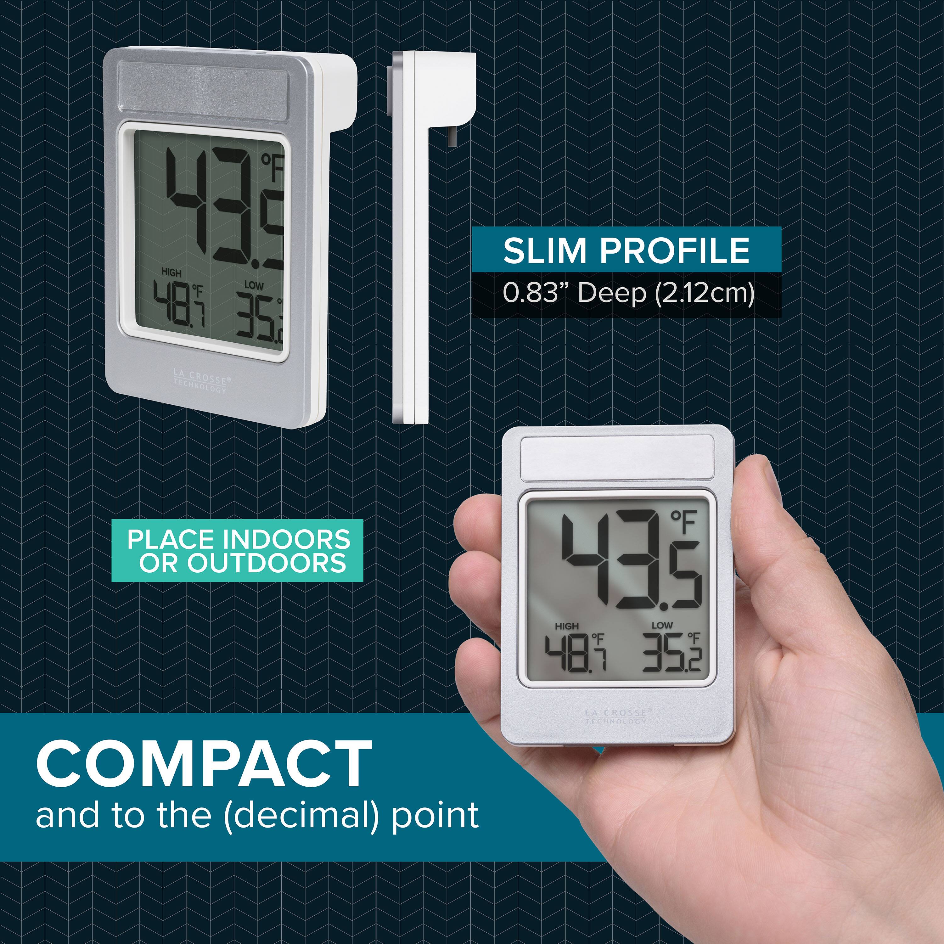 F 433 HIGH F LOW 481 352 LA CROSSE TECHNOLOGY SLIM PROFILE 0.83" Deep (2.12cm) PLACE INDOORS OR OUTDOORS F 435 HIGH LOW F 48.7 352 COMPACT and to the (decimal) point LA CROSSE TECHNOLOGY