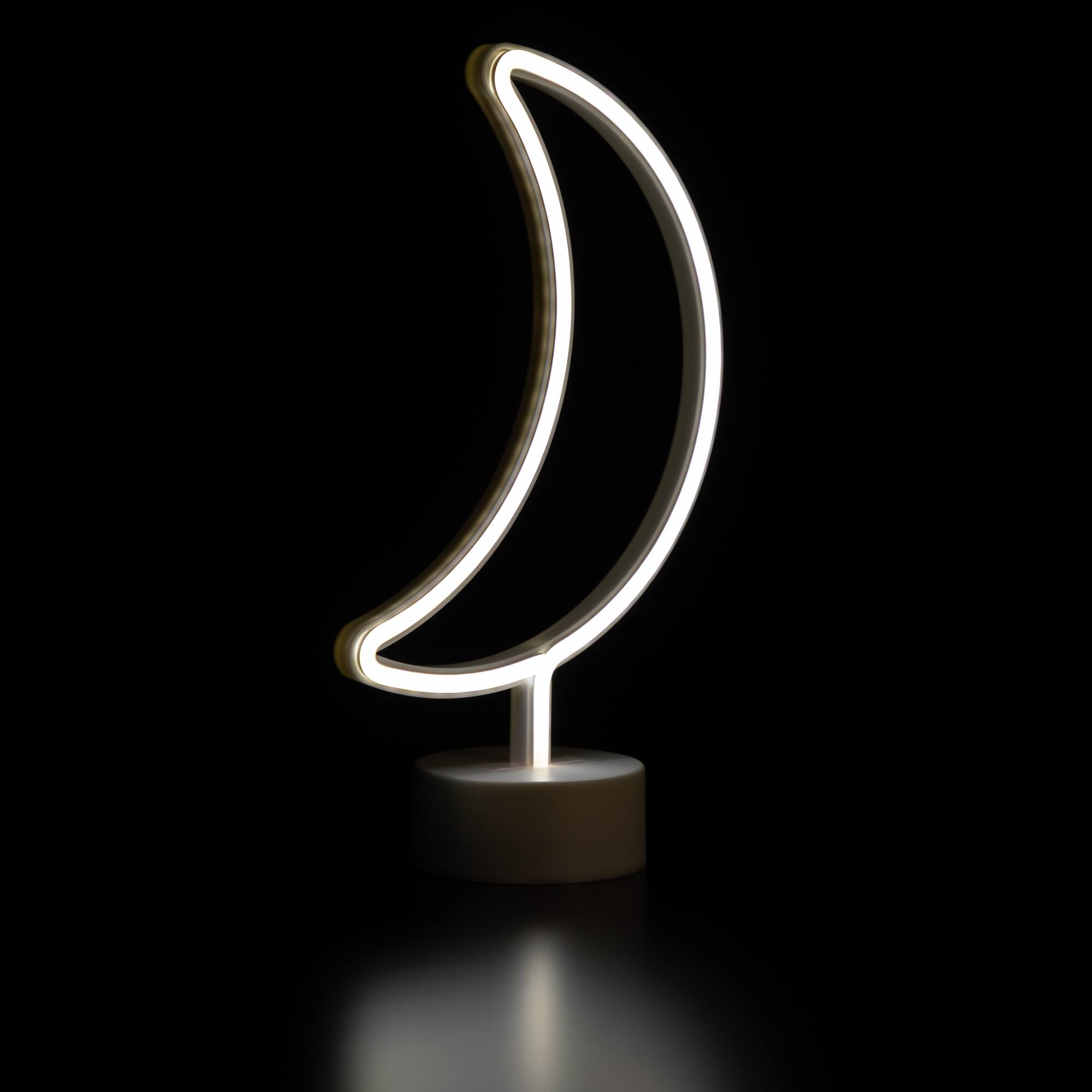Alt View 3. Northlight - LED Crescent Moon Neon Table Light - 11.5" - White.
