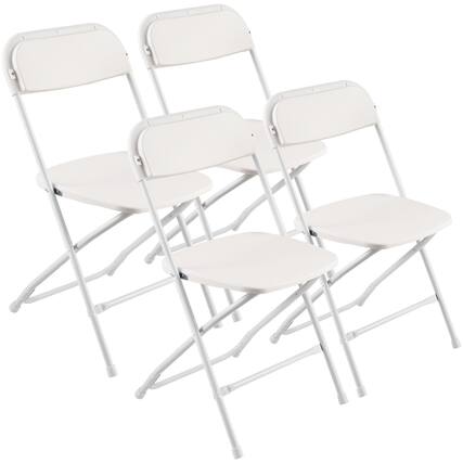Front. Glintex - Folding Chairs, 4-Pack Foldable Plastic Chairs w/ Heavy-Duty Metal Frame, Portable Stackable Seats for In-outdoor Use - white.