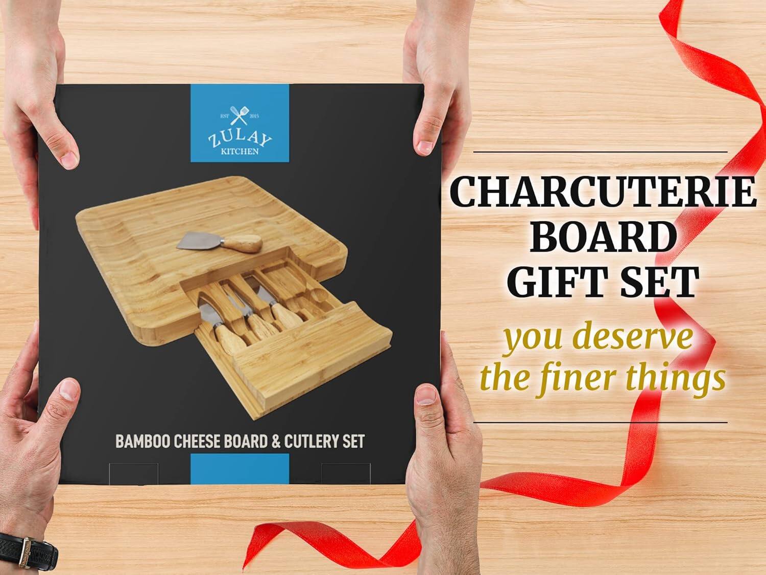 ZULAY KITCHEN

CHARCUTERIE BOARD GIFT SET

you deserve the finer things

BAMBOO CHEESE BOARD & CUTLERY SET