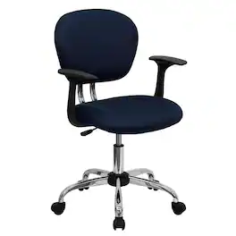 Emma + Oliver - Mid-Back Mesh Padded Swivel Task Office Chair with Chrome Base and Arms - Navy