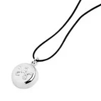 invisaWear - Silver Charm Leather Necklace - Black - Angle_Zoom