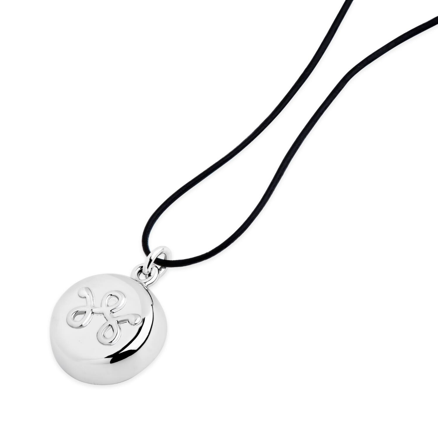 invisaWear - Silver Charm Leather Necklace - Black