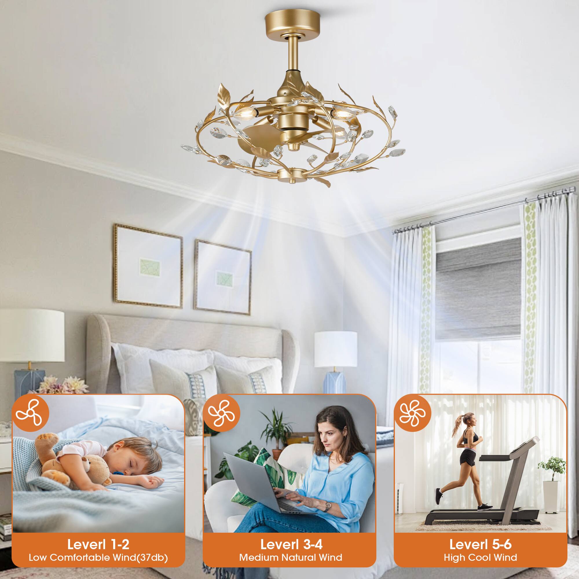 - Level 1-2: Low Comfortable Wind (37db)
- Level 3-4: Medium Natural Wind
- Level 5-6: High Cool Wind