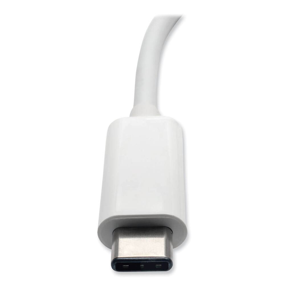 Left. Tripp Lite - U444-06N-HGU-C 3 in. USB-A/USB-C PD Charging/Gigabit Ethernet USB 3.1 Gen 1 USB-C to HDMI Adapter - White - White.