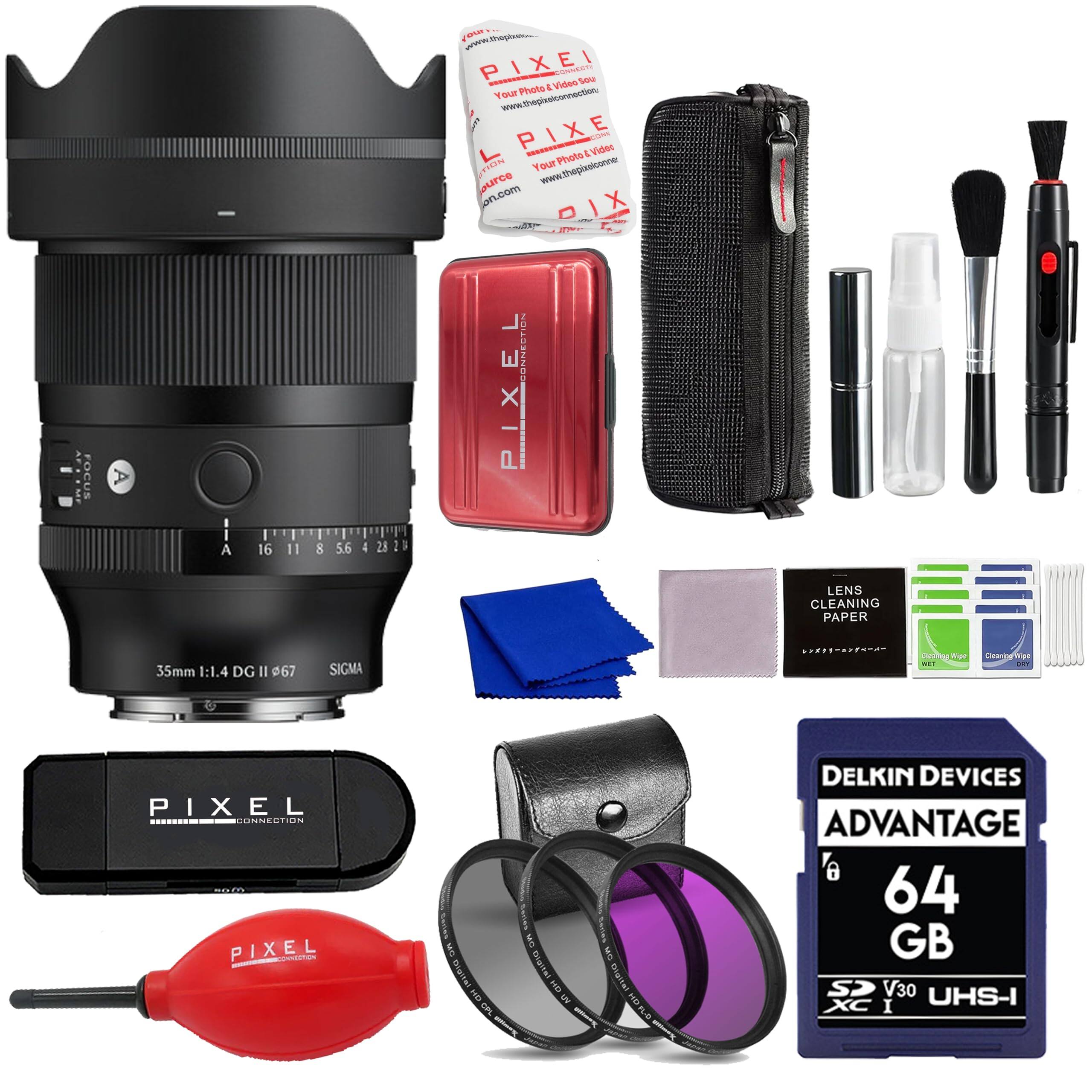 Sigma - 35mm f/1.4 DG II Art Lens for Sony E with Advanced Accessory and Travel Bundle | 304965 | 35mm Lens for Sony E - Black