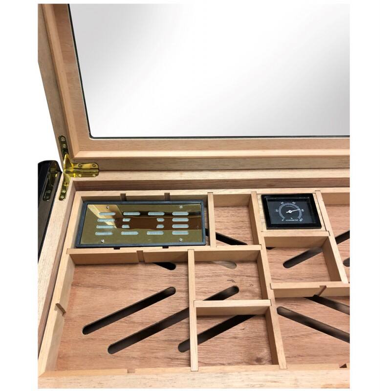 Back. Prestige - The Baldwin Humidor - High Lacquer Jet Black Finish.