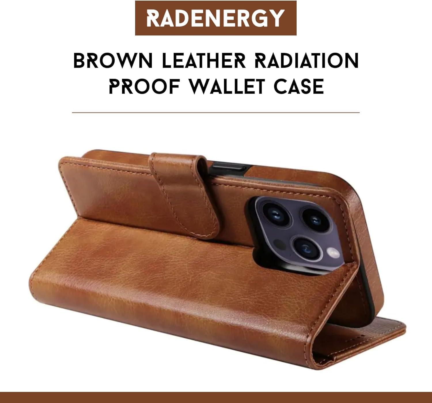RADENERGY
BROWN LEATHER RADIATION PROOF WALLET CASE