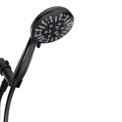 Front. Akicon - Akicon High Pressure Handheld Shower Head 9-Setting with 60" Stainless Steel Hose 2.5 gpm in Black - Black.