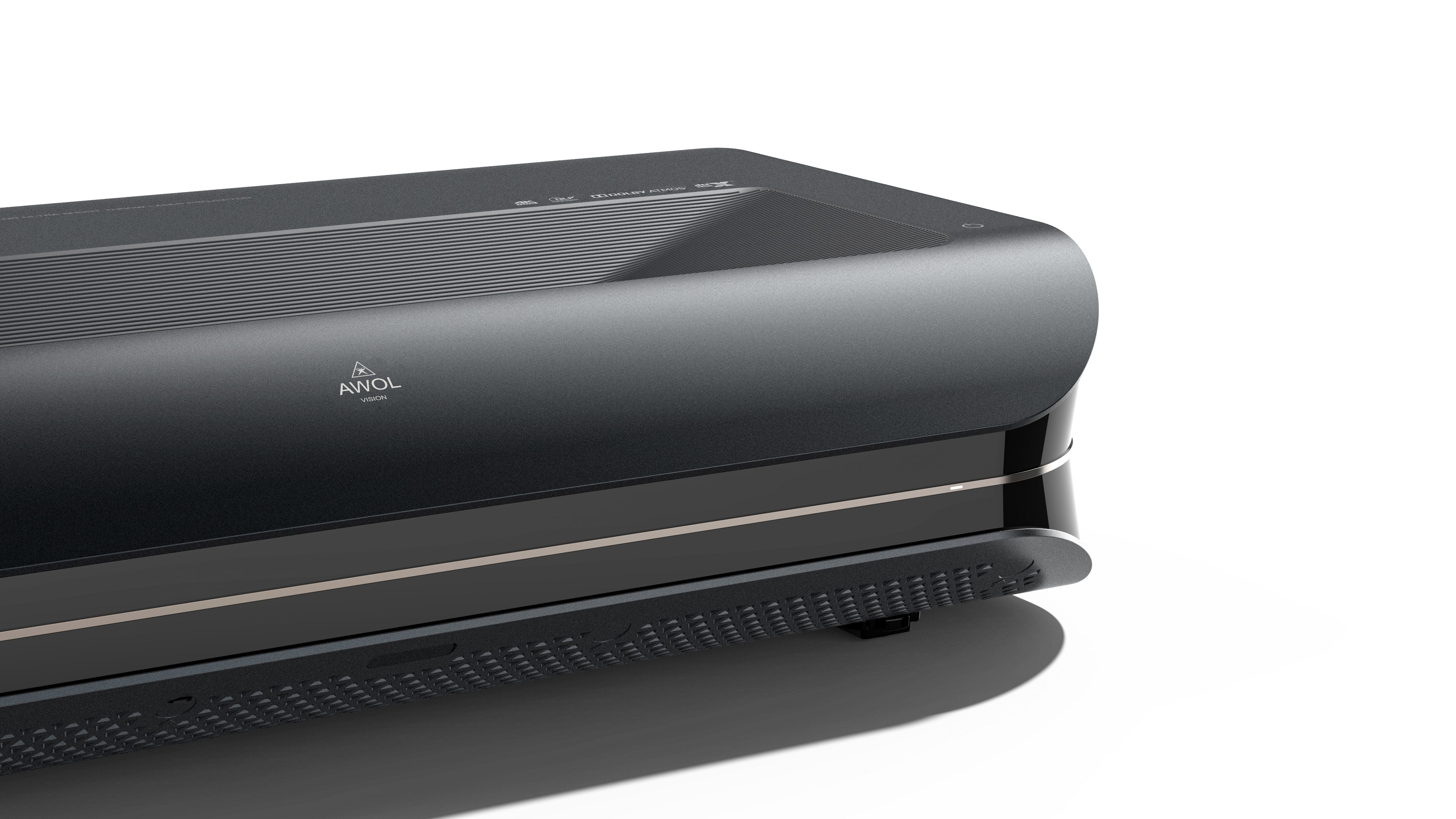 Angle. AWOL Vision - LTV-3500 Pro Plus 120'' Motorized Floor Rising ALR Screen Bundle,3000 ISO Lumens - Gray.