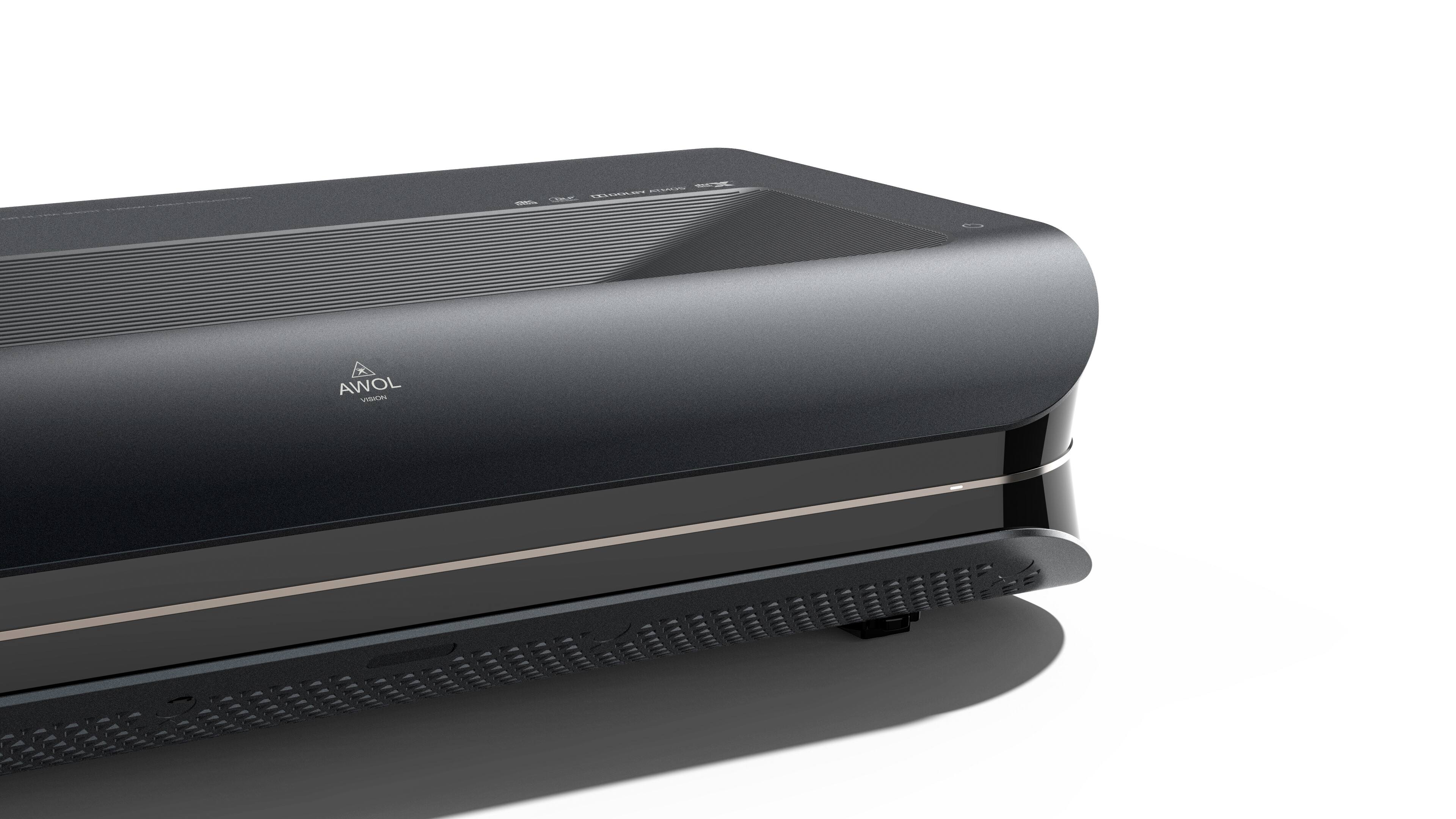 Angle. AWOL Vision - LTV-3500 Pro Plus 120'' Motorized Floor Rising ALR Screen Bundle,3000 ISO Lumens - Gray.