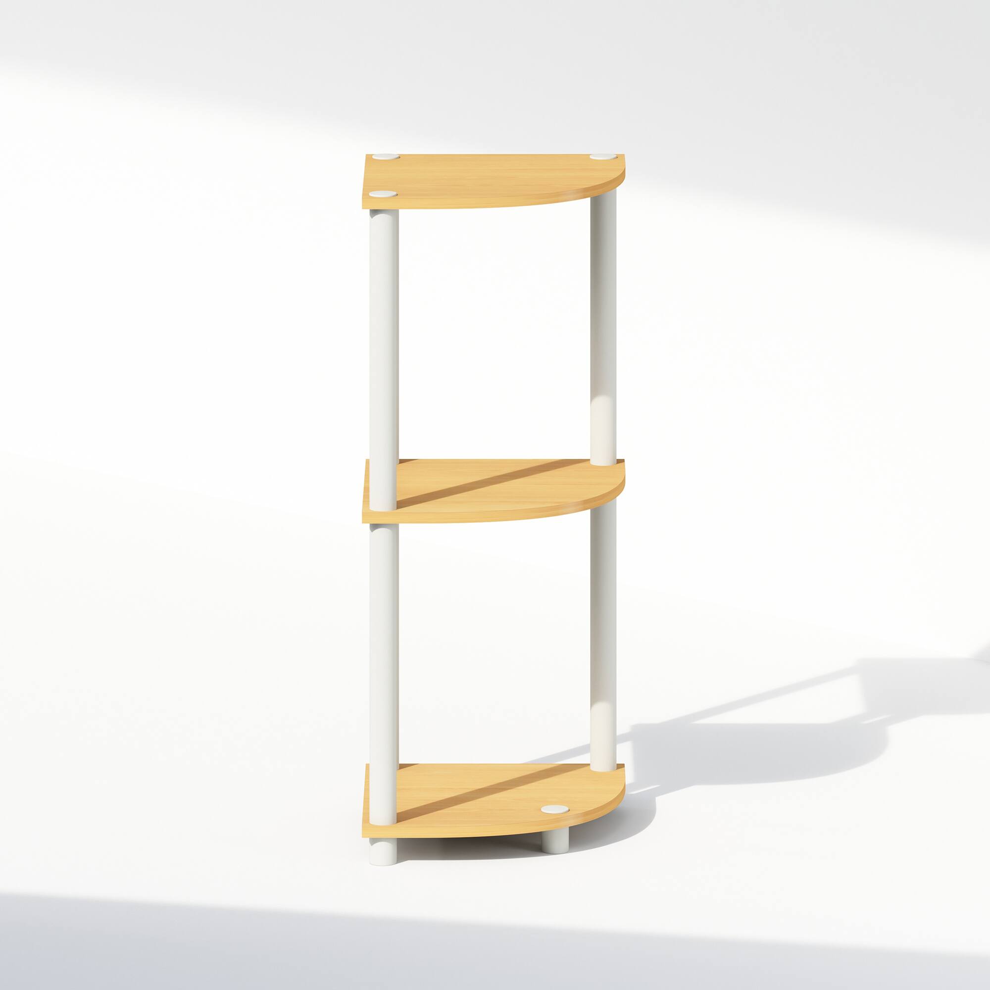 Alt View 2. Furinno - Turn-N-Tube 3-Tier Multipurpose Corner Shelf, Display Shelf, Beech/White - Beech/White.