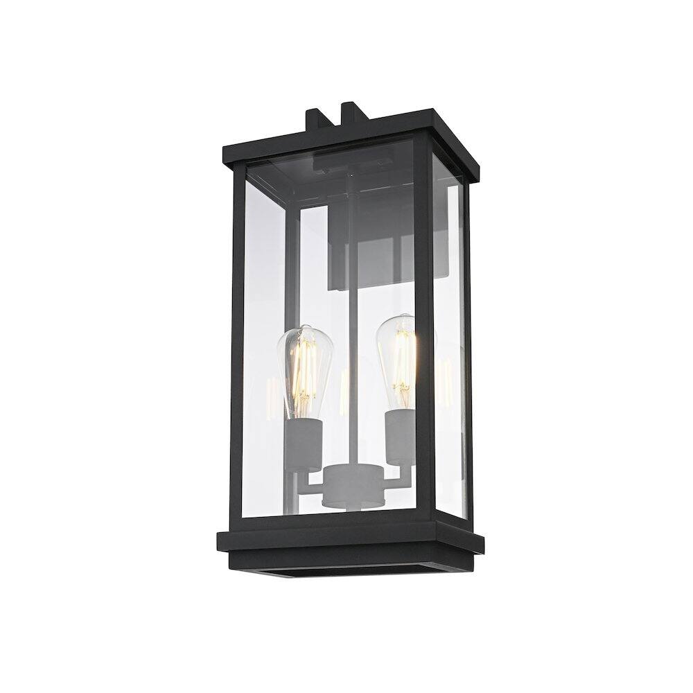 Left. Elegant Lighting - Theodore 9 Inch Outdoor Wall Sconce In Black - Black.