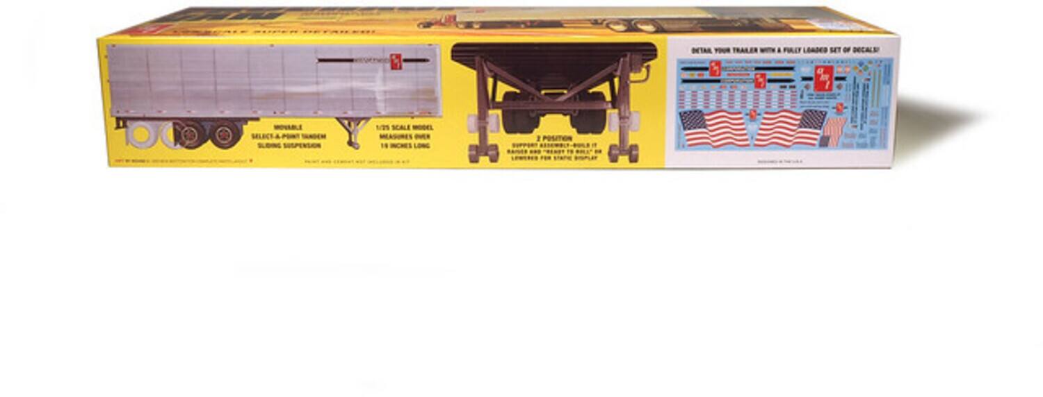 DECAL YOUR TRAILER WITH A FULLY LOADED SET OF DECALS. SELECT YOUR TRAILER'S SUSPENSION. 1:25 SCALE MODEL MEASURES 18" LONG. 3 POSITION - RAISE AND LOWER TO ROLL IT.