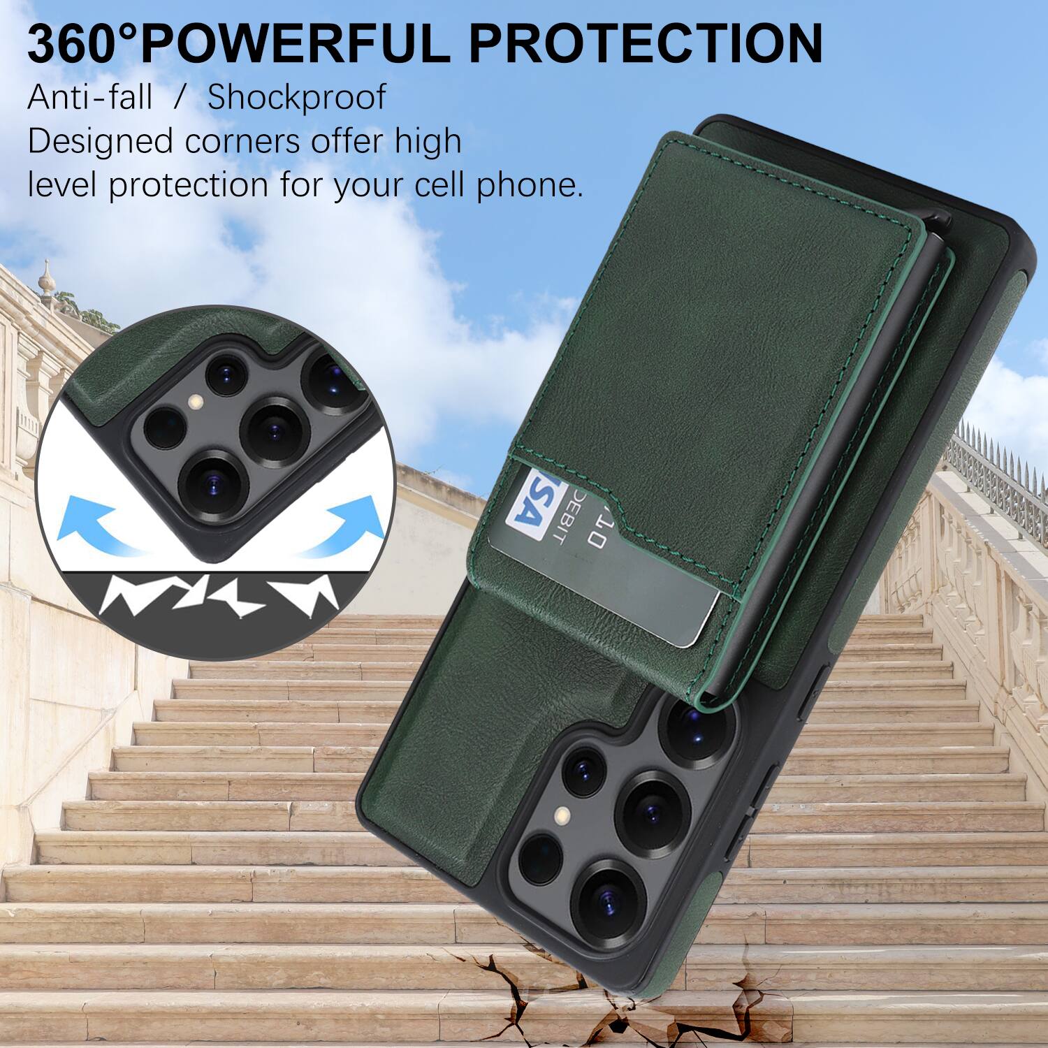 360° POWERFUL PROTECTION  
Anti-fall / Shockproof  
Designed corners offer high level protection for your cell phone.