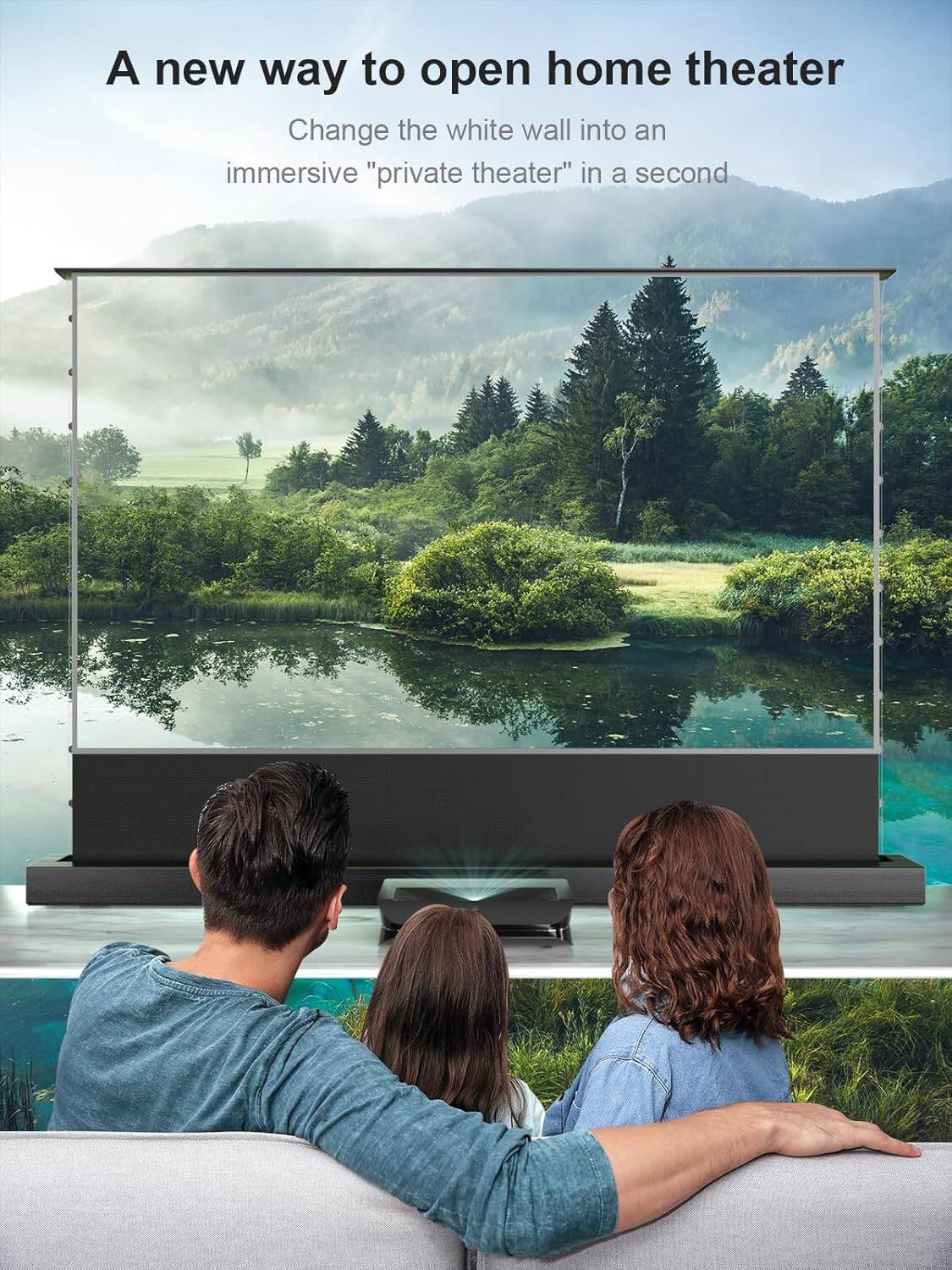 A new way to open home theater: Change the white wall into an immersive "private theater" in a second.
