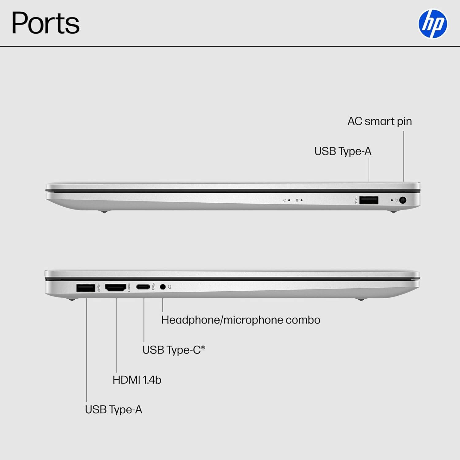 Ports

- AC smart pin
- USB Type-A
- Headphone/microphone combo
- USB Type-C
- HDMI 1.4b
- USB Type-A