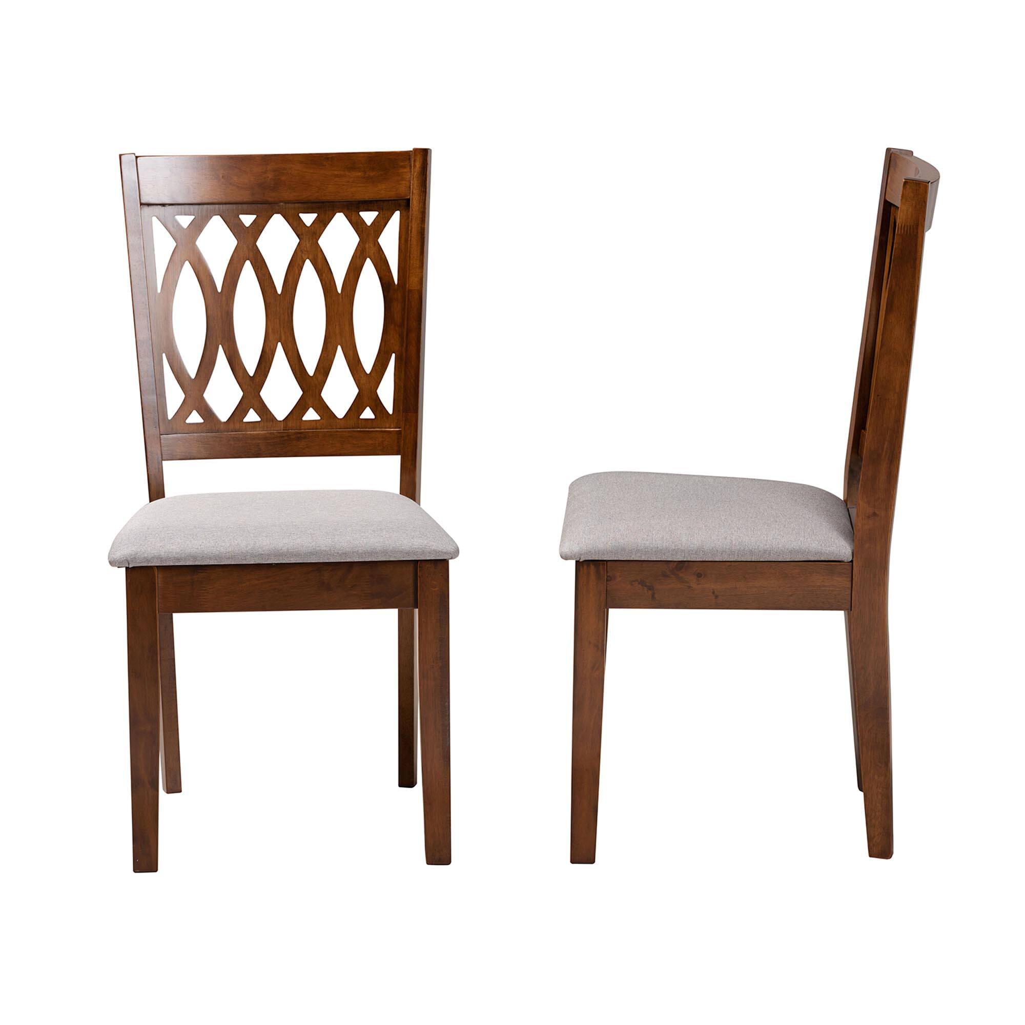 Left. Baxton Studio - Florencia Modern Fabric and Finished Wood 2-Piece Dining Chair Set - Grey/Walnut Brown.