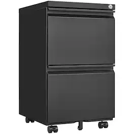 Spaco - 2-Drawer Rolling File Cabinet, Locking Metal, Under Desk for Home Office, Legal Size Compliance, Easy Assembly - Black