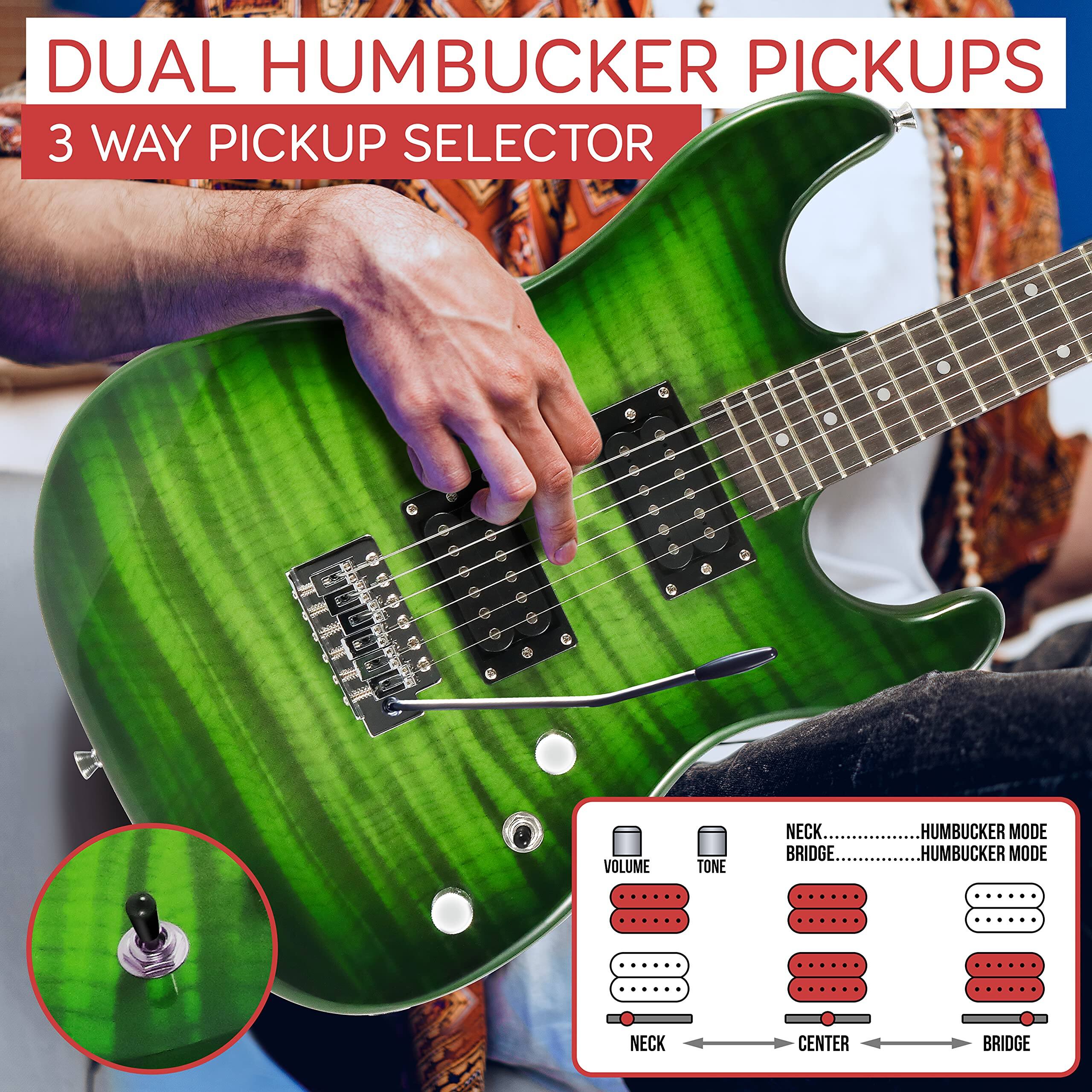 DUAL HUMBUCKER PICKUPS  
3 WAY PICKUP SELECTOR  
VOLUME TONE  
NECK BRIDGE  
HUMBUCKER MODE  
HUMBUCKER MODE  
NECK CENTER BRIDGE