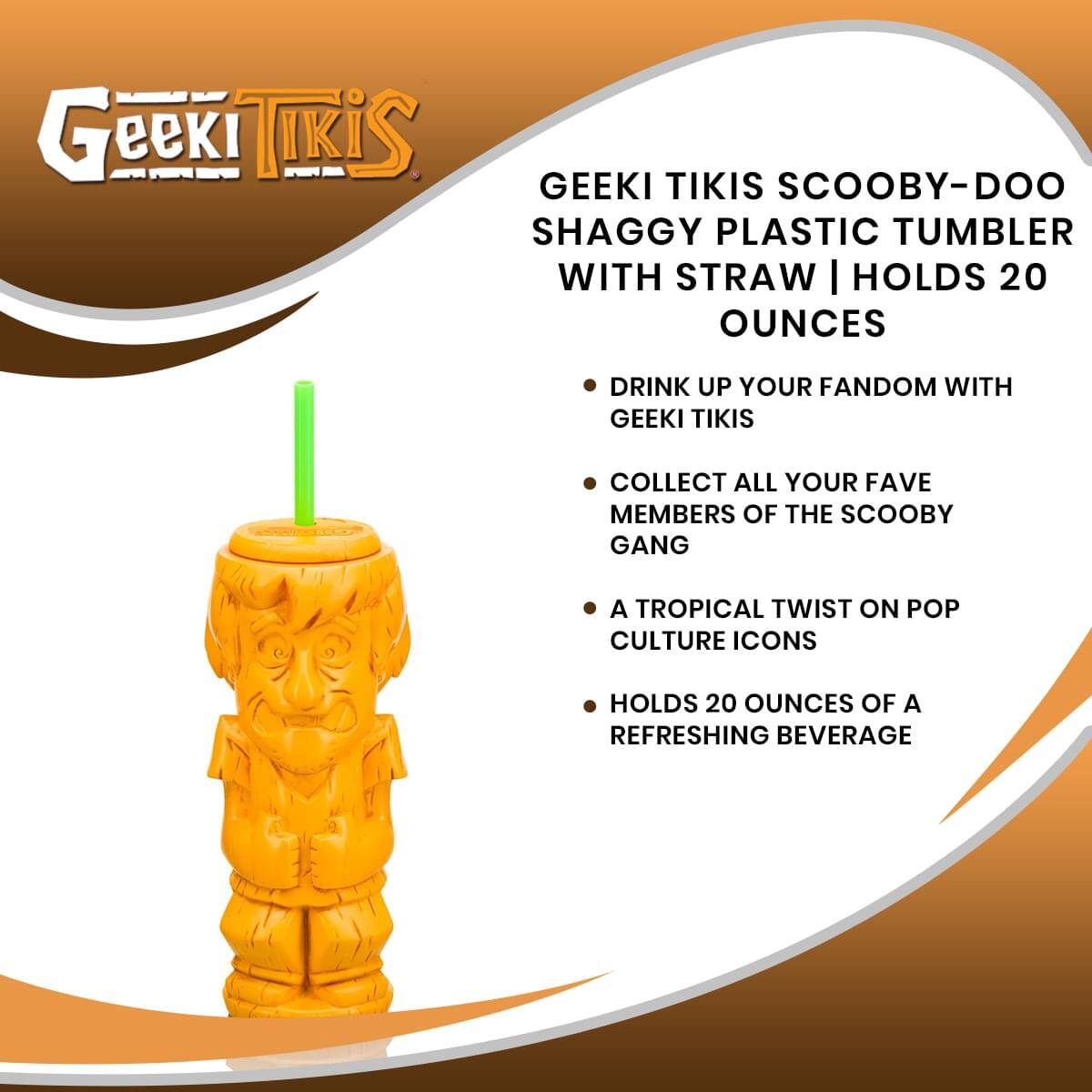 Geeki Tikis Scooby-Doo Shaggy Plastic Tumbler with Straw | Holds 20 Ounces

- Drink up your fandom with Geeki Tikis
- Collect all your fave members of the Scooby Gang
- A tropical twist on pop culture icons
- Holds 20 ounces of a refreshing beverage