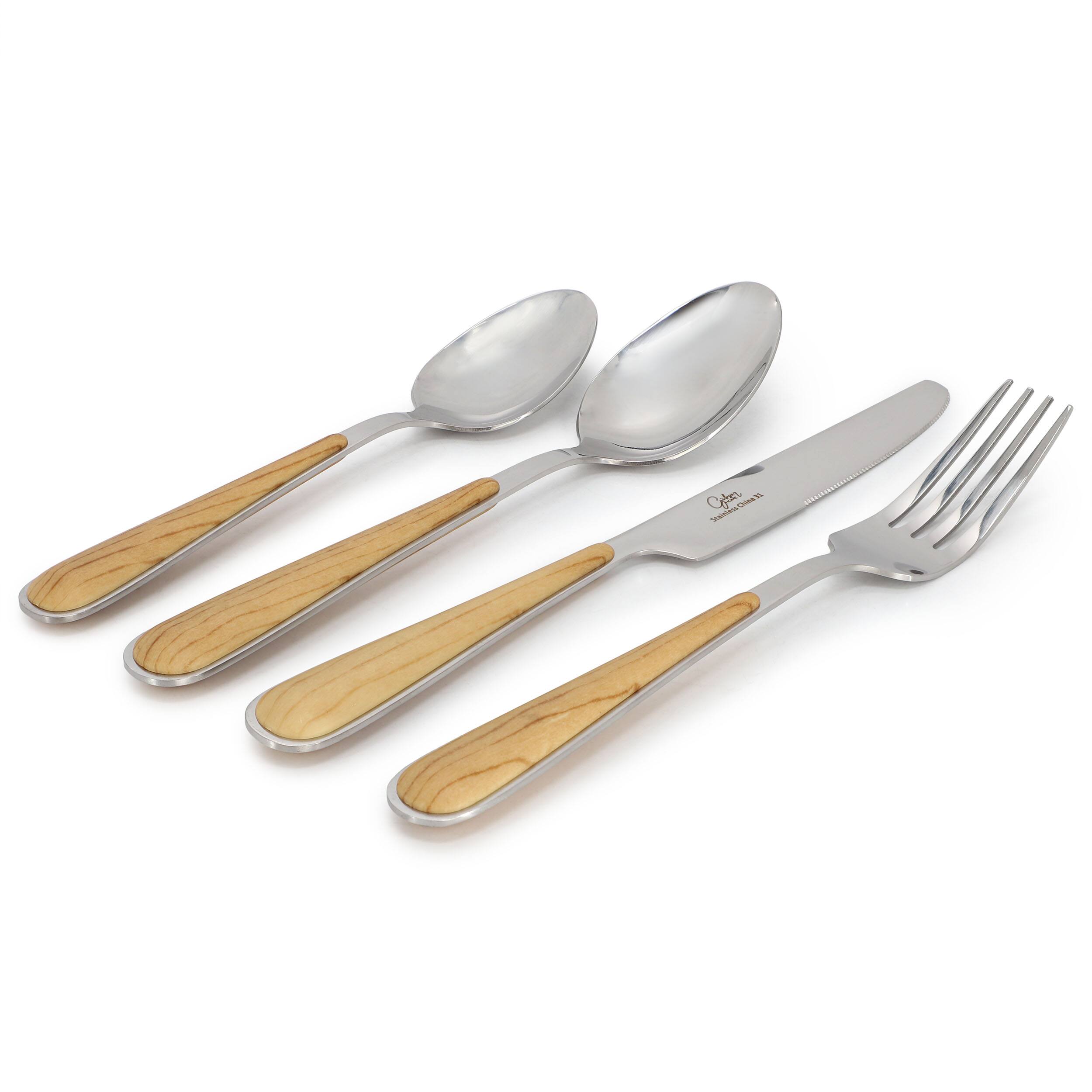 Alt View 1. Gibson - Gibson Home 16 Piece Langhorne Stainless Steel Flatware Set in Brown and Silver - Brown.