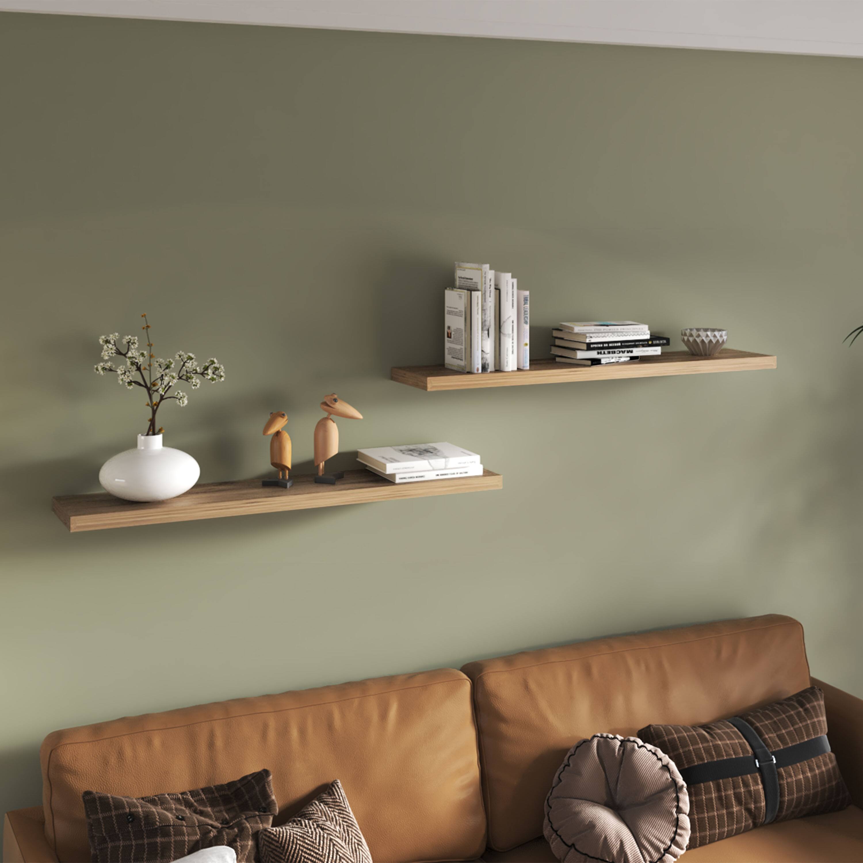 Alt View 1. TuHome - Ecco 31.5" Wide Floating Shelves Set Of 2, Shelves For Wall Decor For Bedroom, Bathroom Storage Shelves. - Macadamia.