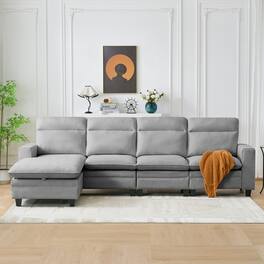 Electra Tech Xpress - 118“Chenille Modular Sofa - LIGHTGRAY