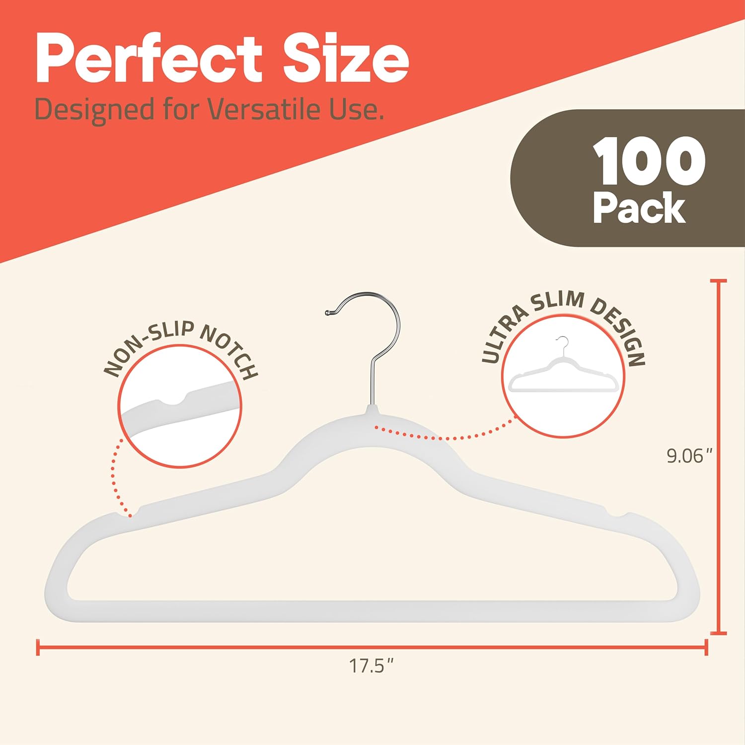 Perfect Size, Designed for Versatile Use, 100 Pack, Non-Slip Notch, Ultra Slim Design, 9.06", 17.5"