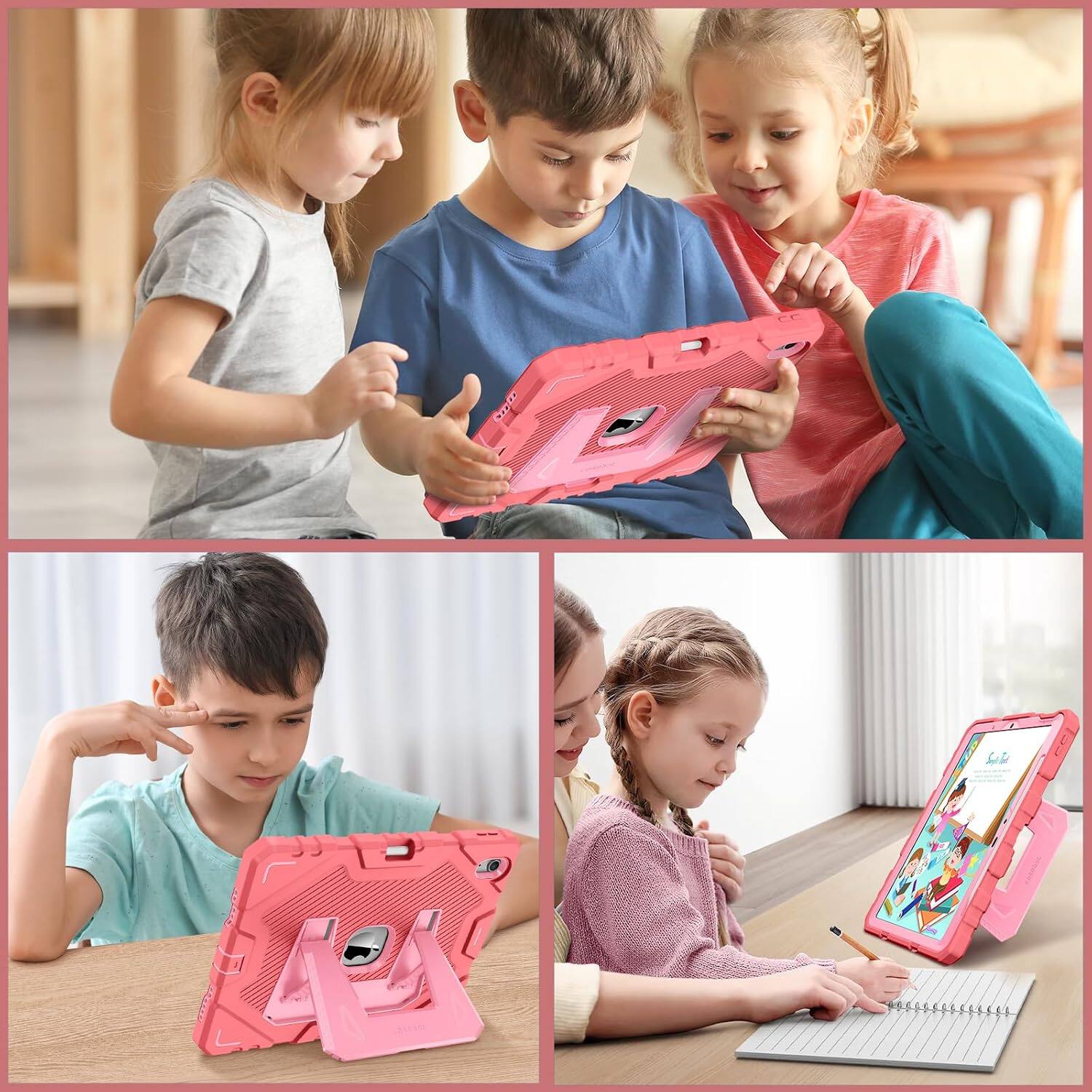 Alt View 4. Fintie - Case for iPad Air 11-inch M4/M3/M2 (2026/2025/2024)/iPad Air 5th/4th Gen 10.9" Rugged Cover Built-in Kickstand - Pink.