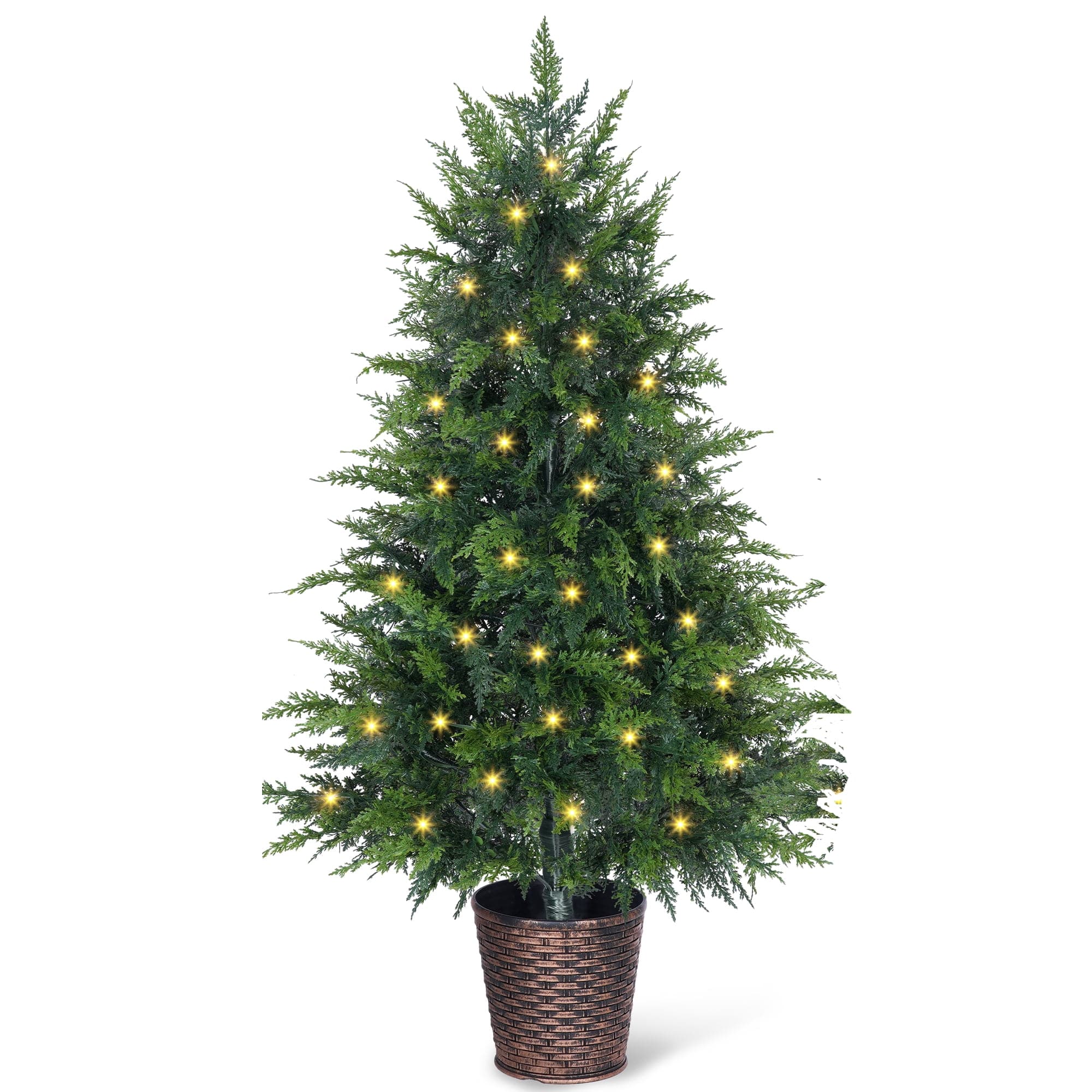Wisairt - 48" Artificial Christmas Tree, 4Ft Full PE Realistic Cypress Tree for Indoor Holiday Decor - Green