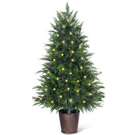 Wisairt - 48" Artificial Christmas Tree, 4Ft Full PE Realistic Cypress Tree for Indoor Holiday Decor - Green