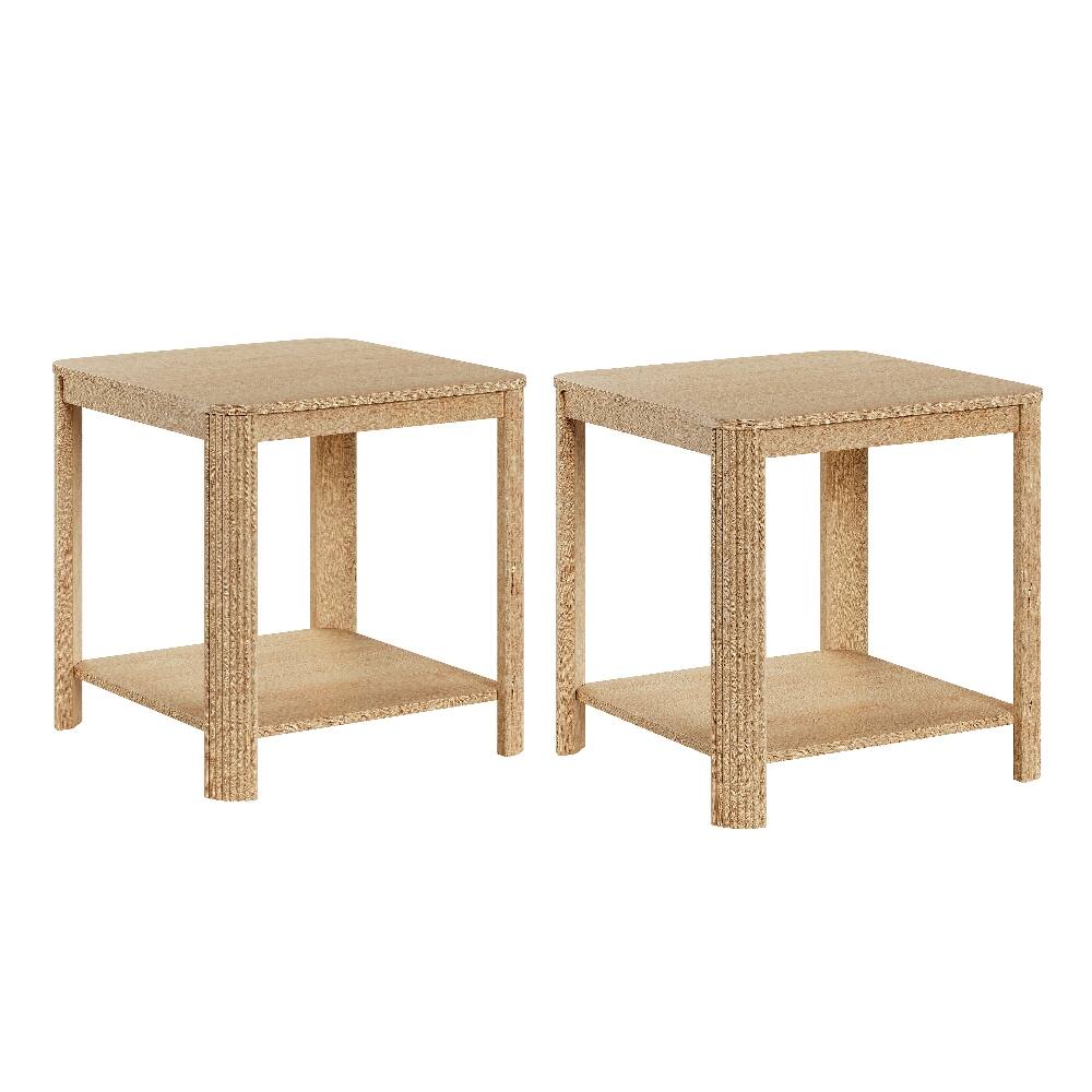 Alt View 7. Loheer - Loheer End Tables Set of 2 Square Nightstand Boho Side Table - Oak.