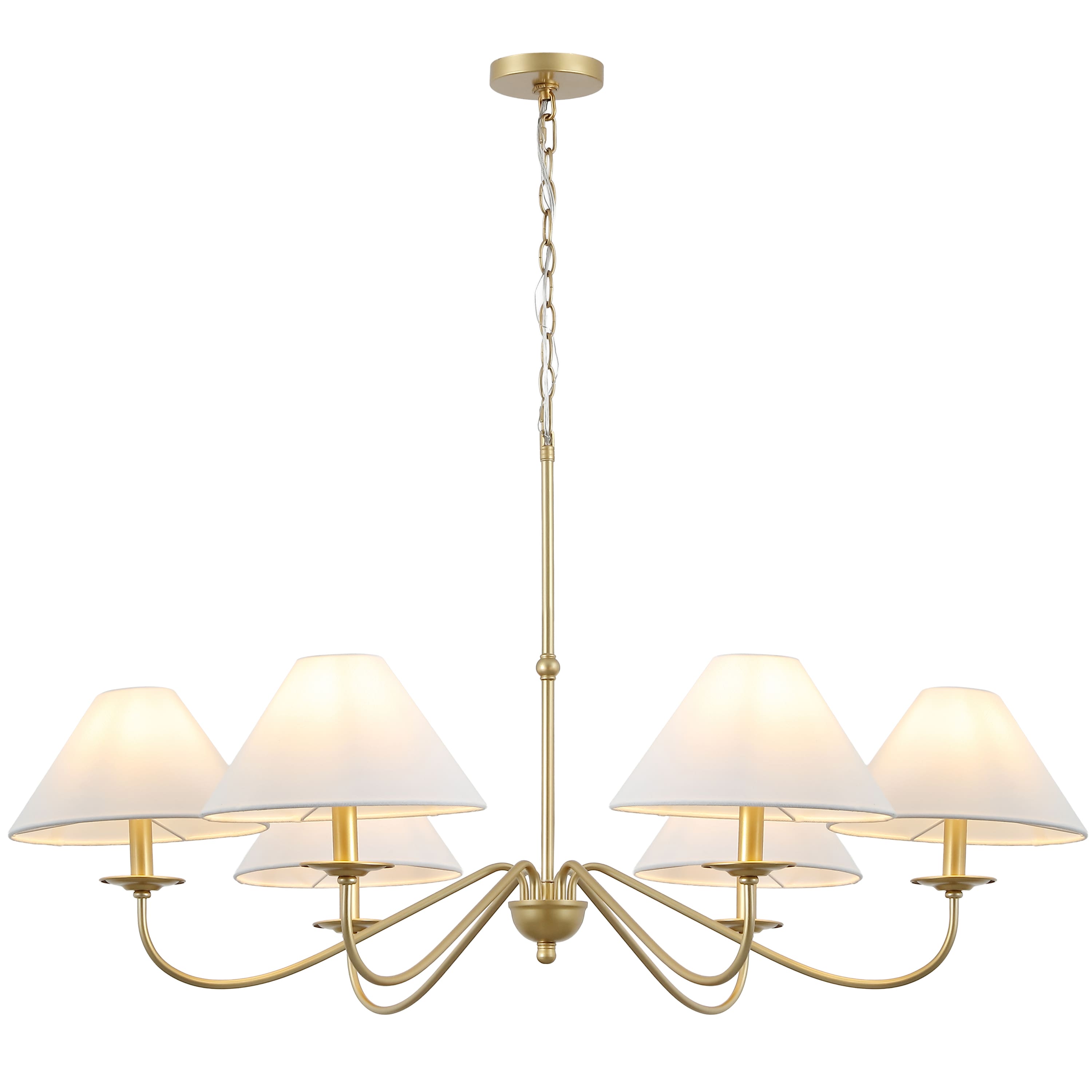 "Jonathan Y - Phoebe 41.5"" 6-Light Grand French Country Adjustable Swooping Arm Candle-Style Metal LED Chandelier, Gold Painting - Gold Painted" price history on PriceWatchPro