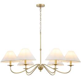 Jonathan Y - Phoebe 41.5" 6-Light Grand French Country Adjustable Swooping Arm Candle-Style Metal LED Chandelier, Gold Painting - Gold Painted