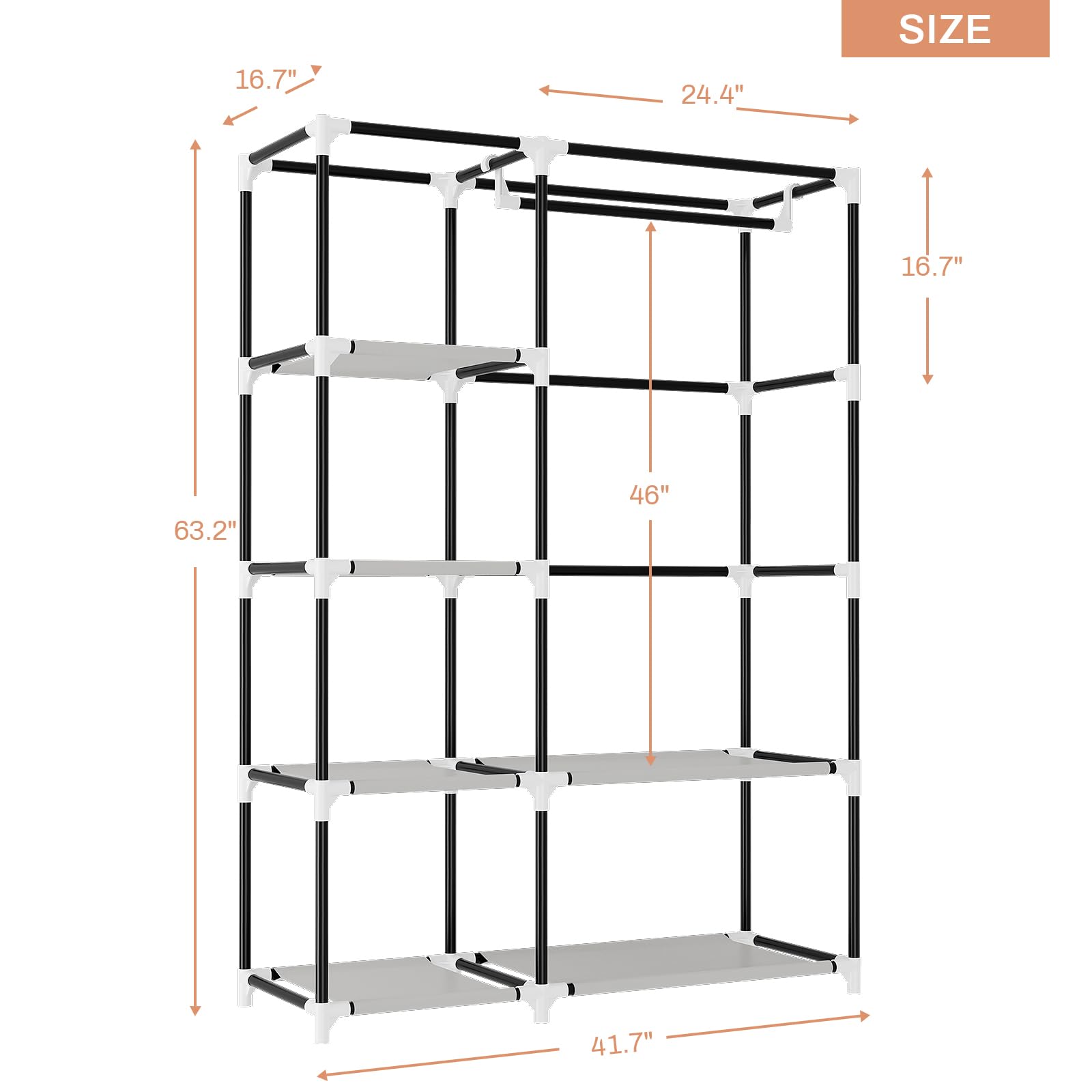 16.7"  
24.4"  
46"  
41.7"  
63.2"