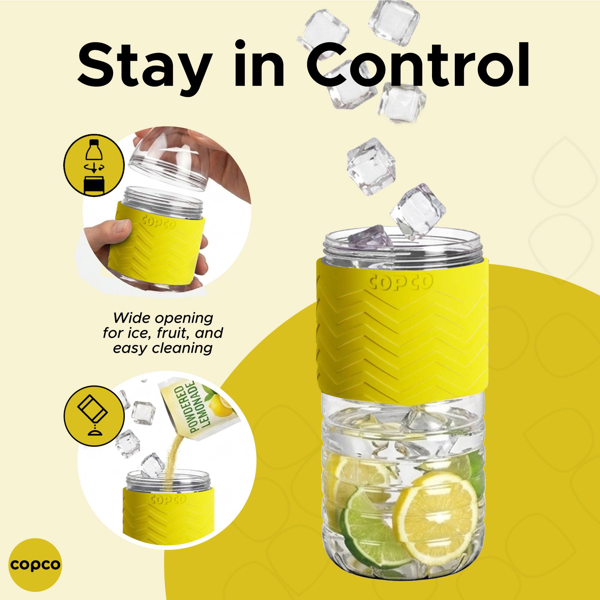Stay in Control  
Wide opening for ice, fruit, and easy cleaning  
POWDERED LEMONADE  
copco