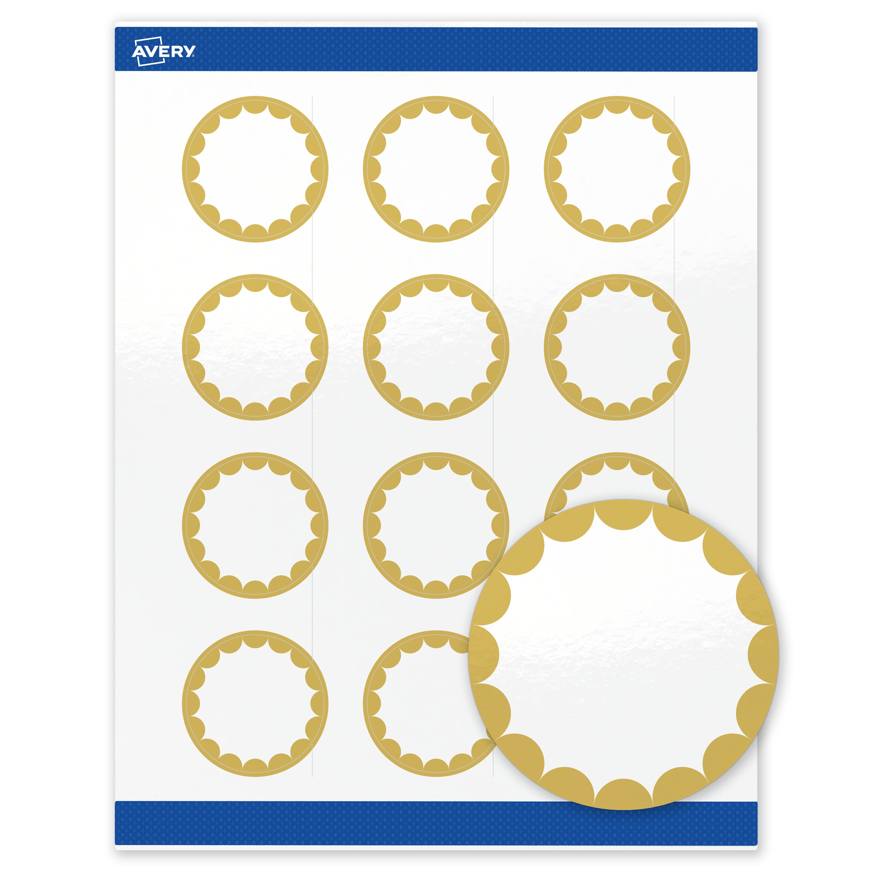 "Avery - Labels, 2"" Diameter, Glossy Gold Dots Edge - White" price history on PriceWatchPro