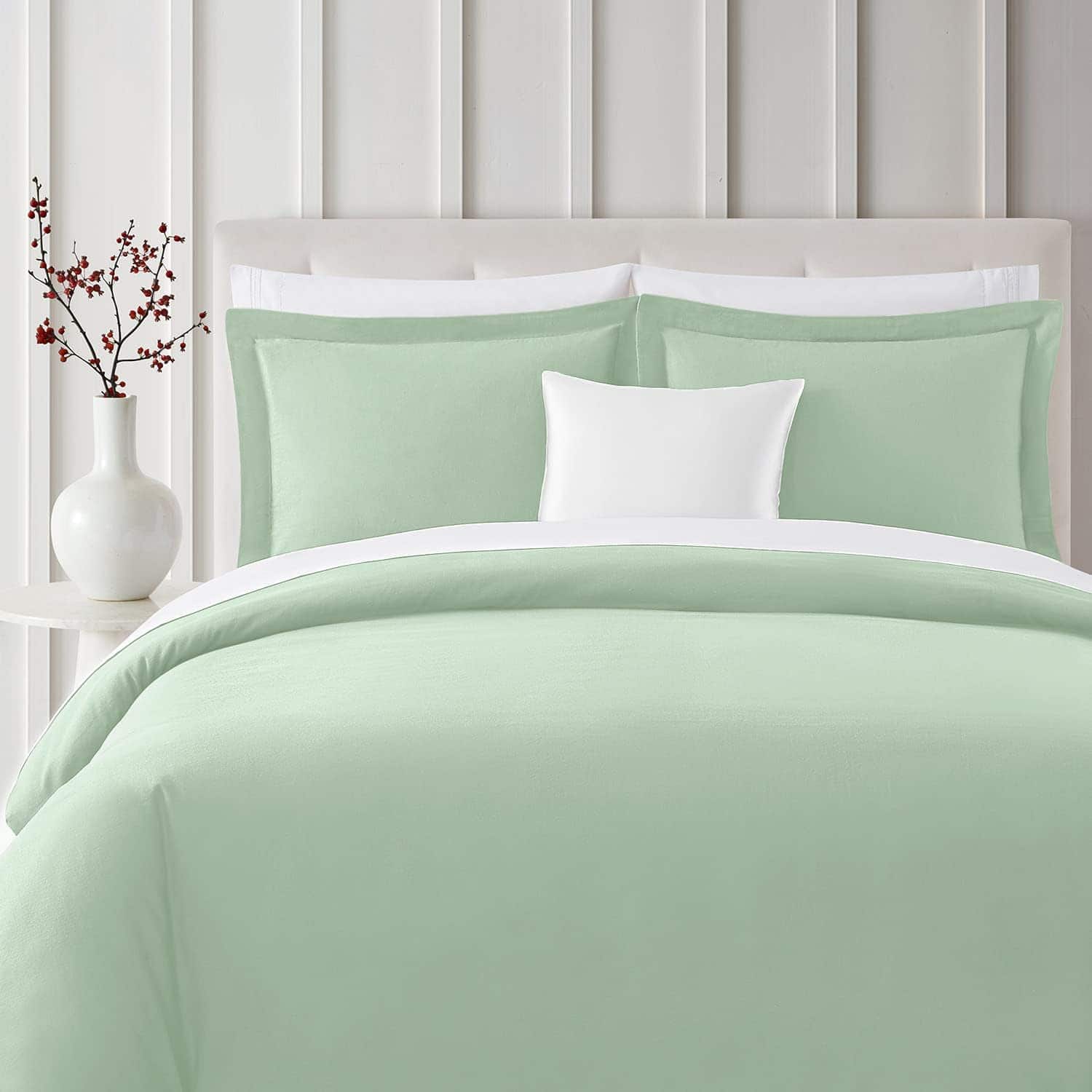 Bibb Home - 3-Piece Heavyweight Flannel Duvet Cover Set - Sage price history on PriceWatchPro
