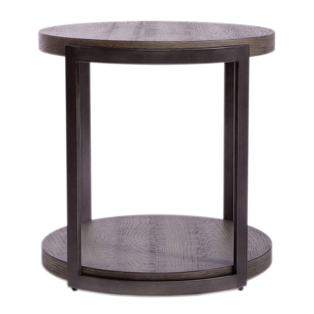 Front. Liberty Furniture Industries - Modern View Round End Table in Gauntlet Gray - Gray.