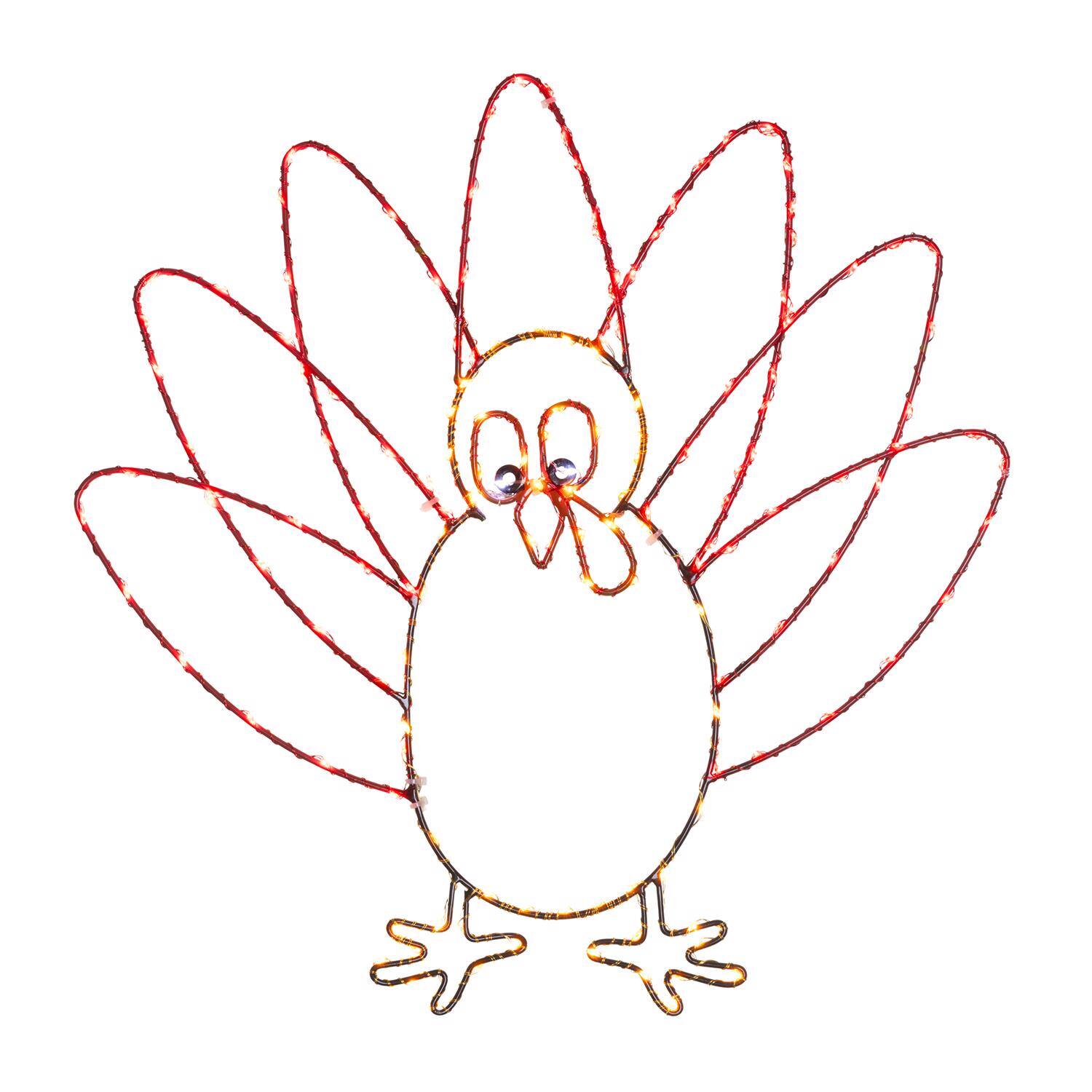 Front. Celebrations - Celebrations Multicolored LED Prelit Turkey Silhouette Window Decor - Multicolored.