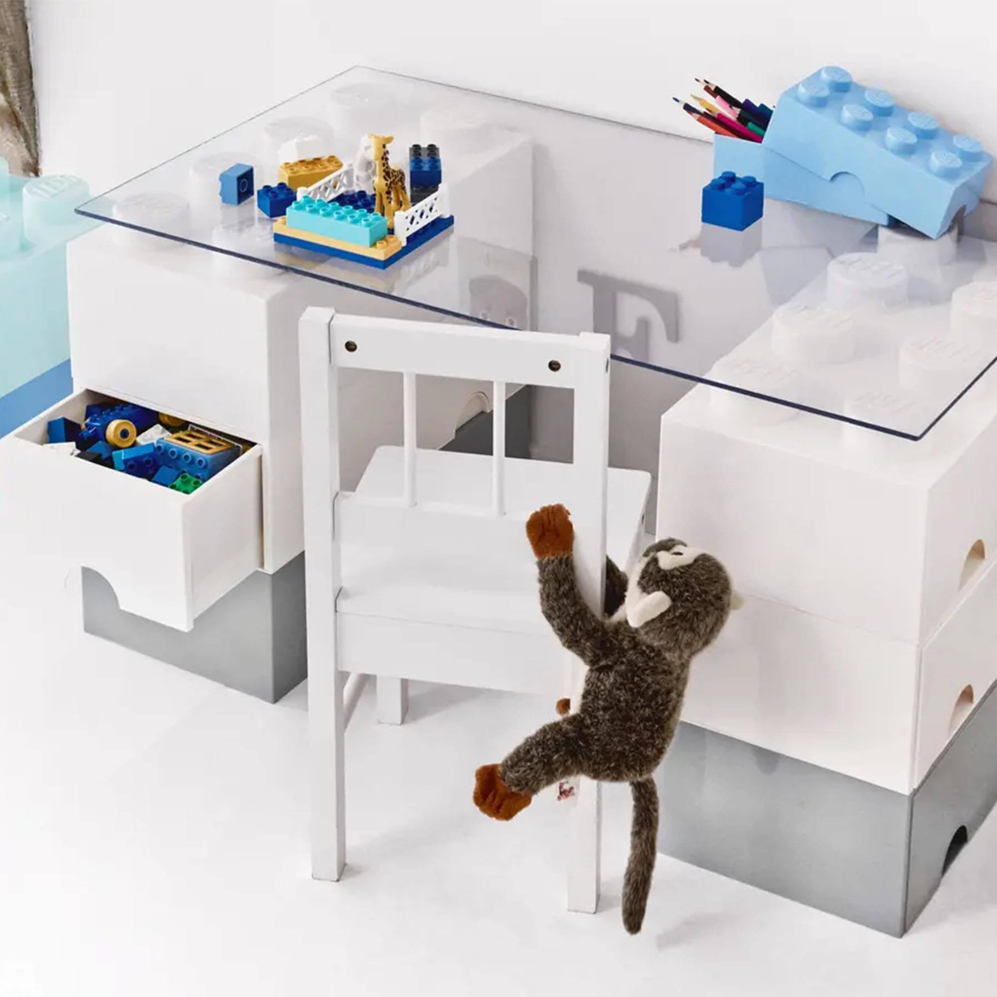 Alt View 4. Room Copenhagen - LEGO Brick Drawer, 8 Knobs, 2 Drawers, Stackable Storage Box, White - White.