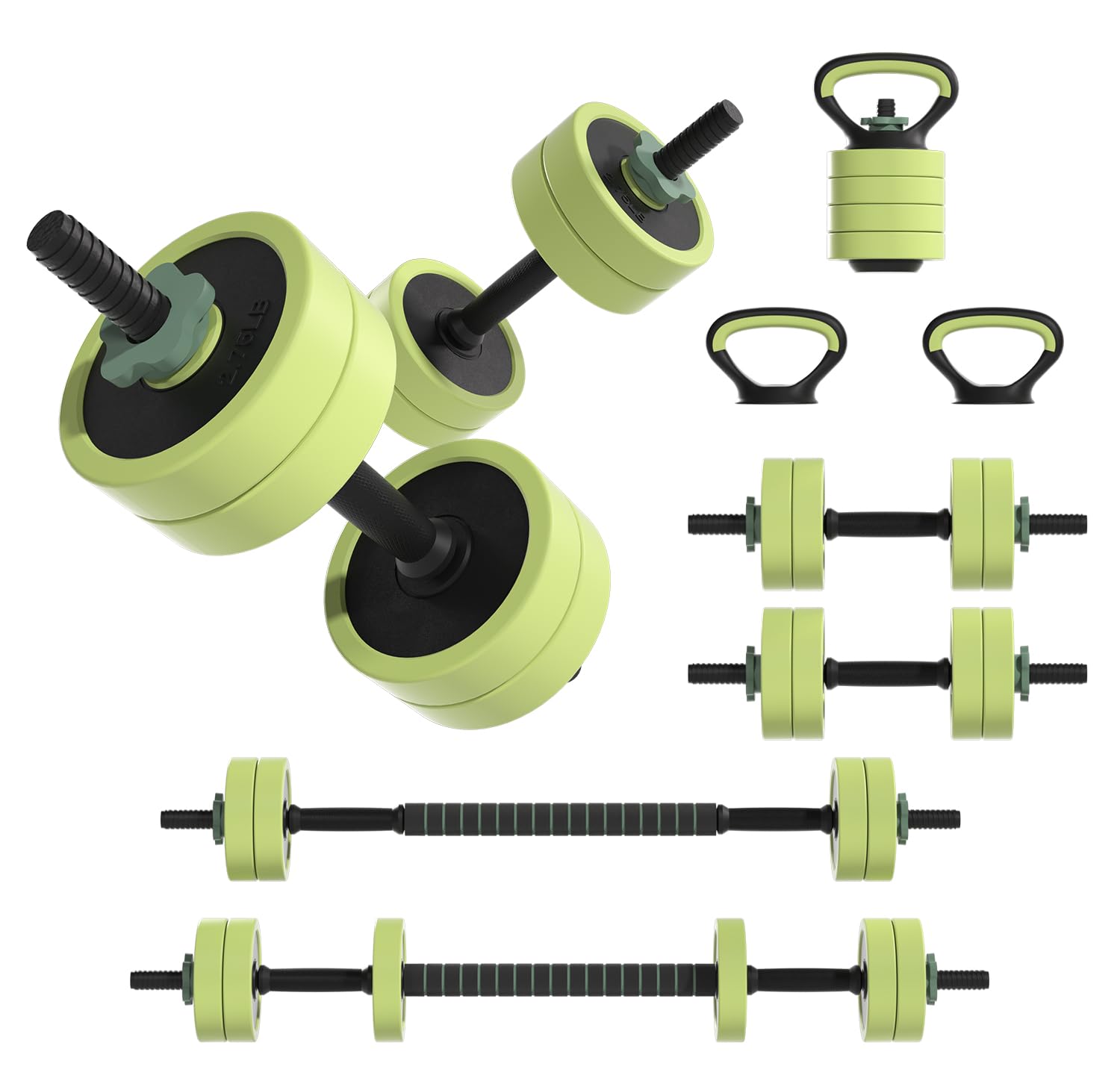 Front. Refined Abode Design - Adjustable Dumbbell Set 22 42 s 5 in 1 Free Weight As Kettlebell Barbell Push up Stand Plate Iron Sand - MULTI.