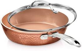 Gotham Steel - Hammered 9.5" Nonstick Fry Pan with Lid - Copper