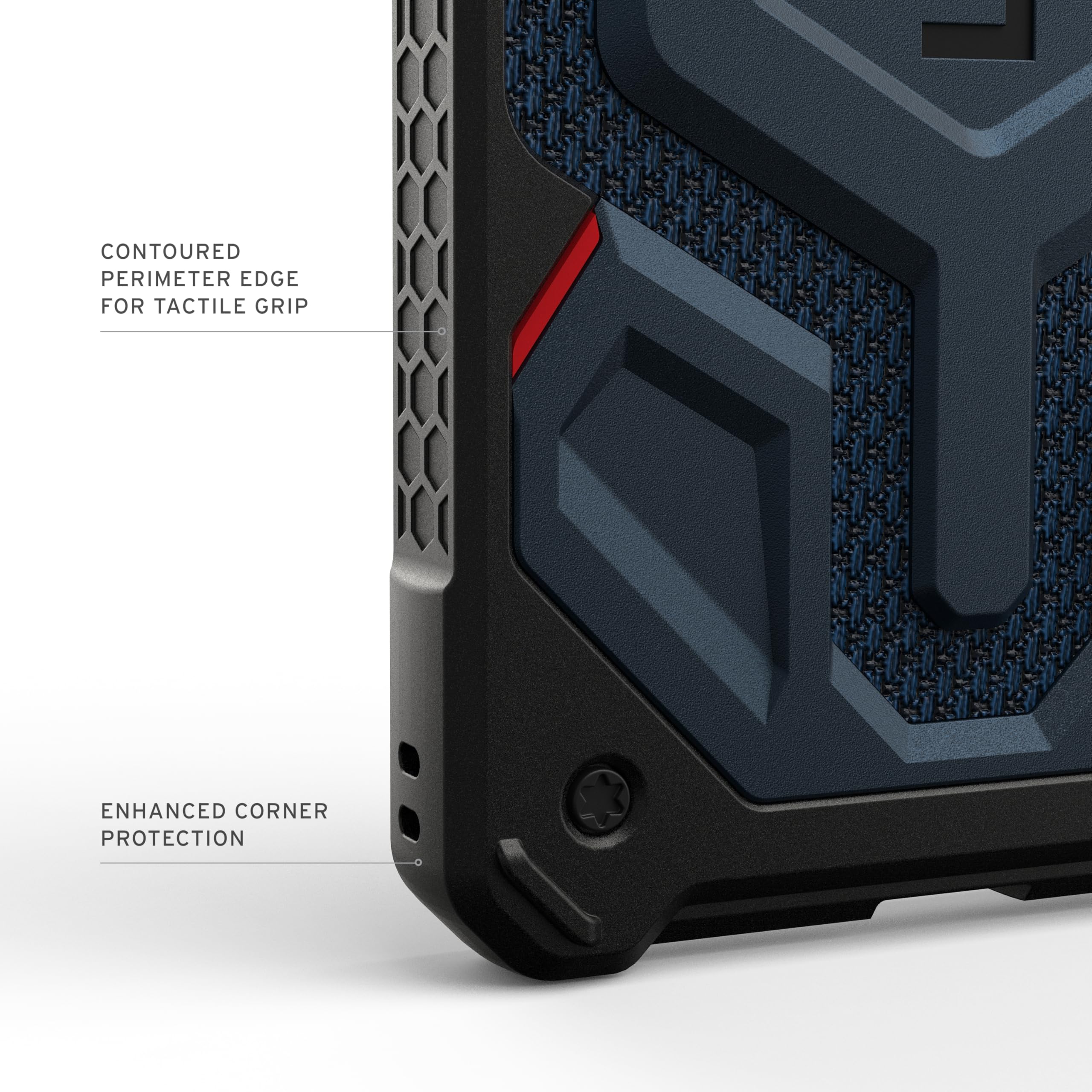Contoured perimeter edge for tactile grip enhanced corner protection