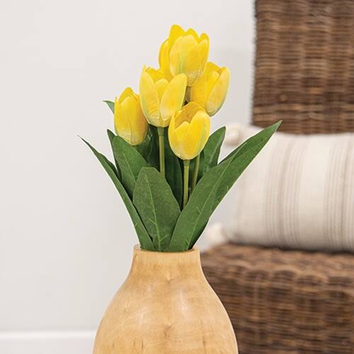 Angle. BreeBe - Yellow Blooming Tulips Bush - 18" - Yellow, Green.