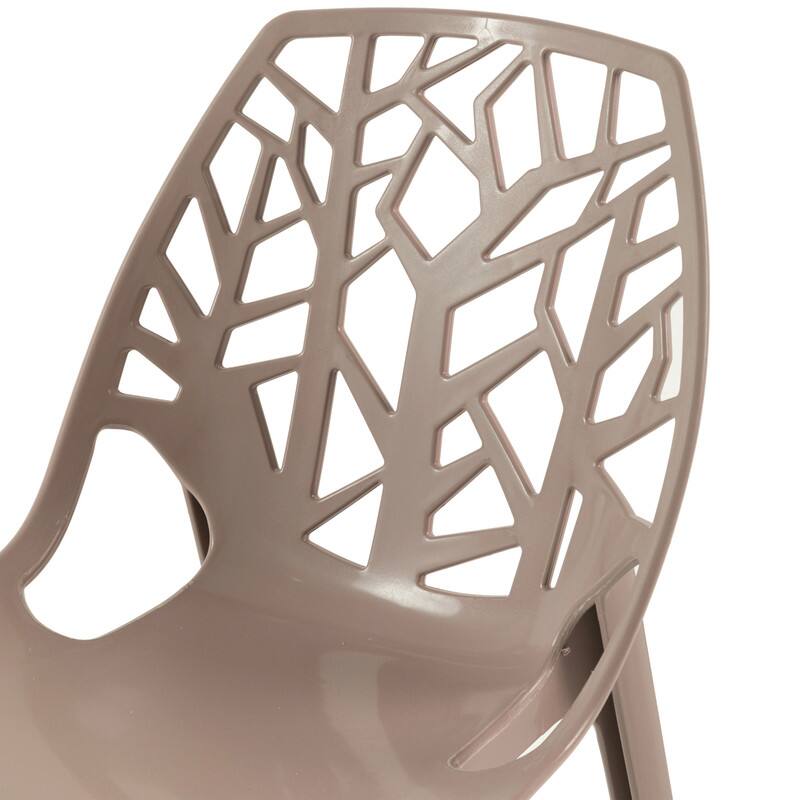 Alt View 2. LeisureMod - Cornelia Modern Stackable Accent Dining Chair with Cut Out Backrest Design for Dining Rooms or Patios - Solid Taupe.