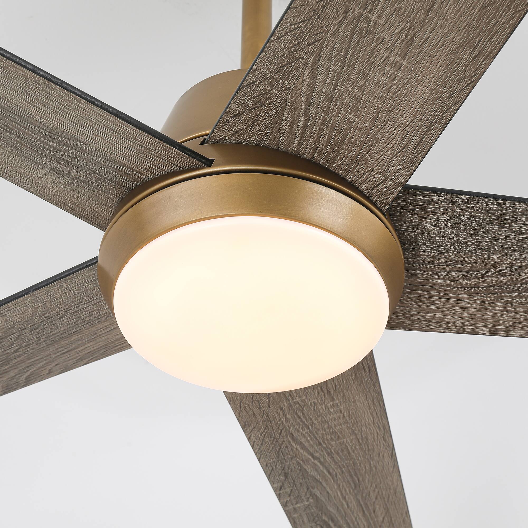 Alt View 8. Vaczon - 52" Transition Dimmable LED Smart Ceiling Fan with Light and App, Remote and Reversible Blades - Gold.