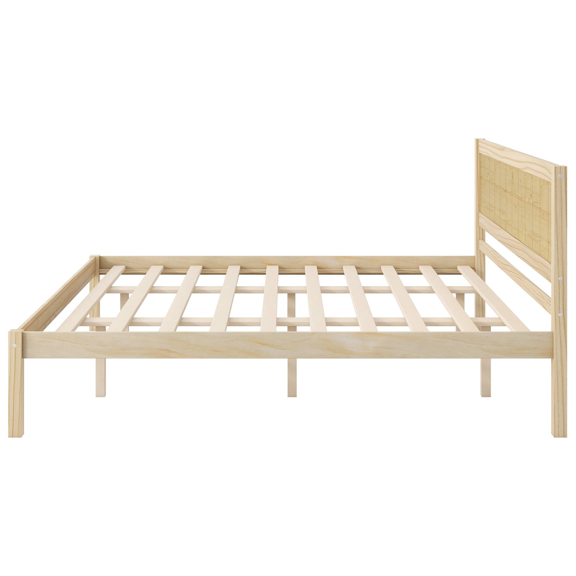 Alt View 1. Whisen - Platform Bed Frame with Headboard, Wood Slat Support, No Box Spring Needed - Natural.
