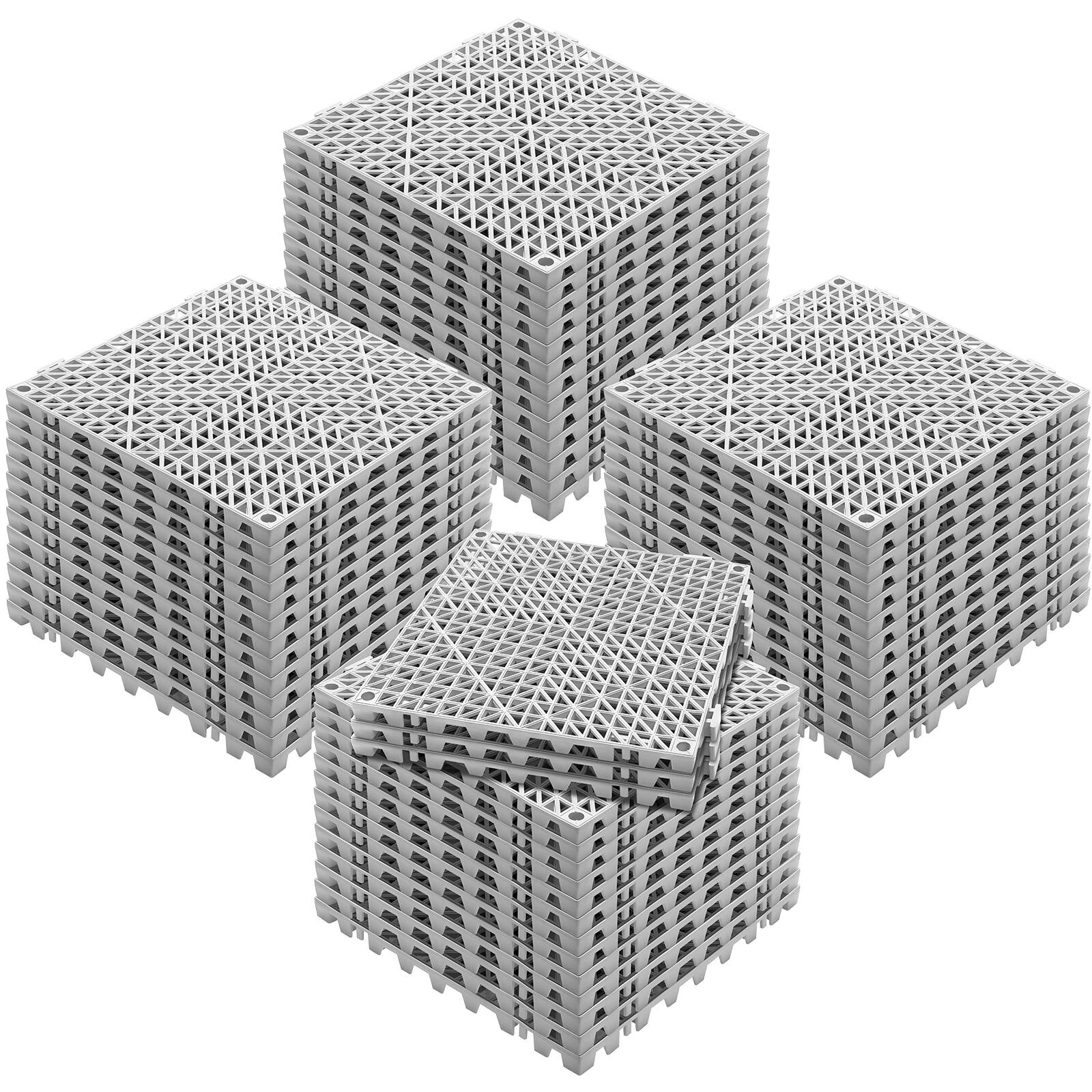 Alt View 5. VEVOR - Interlocking Tile 55PCS Grey, Drainage Tiles 12" x 12"x 0.6 Splicing, Soft PVC Interlocking Floor Tiles - Gray.